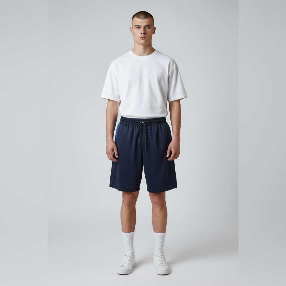 Seven Lemon athletic shorts Men Medium navy blue detailed sides pockets